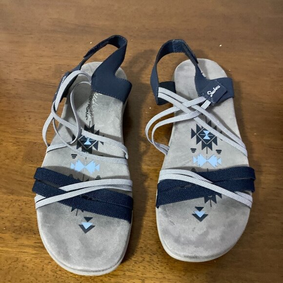 Skechers Outdoor Lifestyle Womens sz 9 Blue Elastic Straps Sandals Hike Cushion - Picture 1 of 7